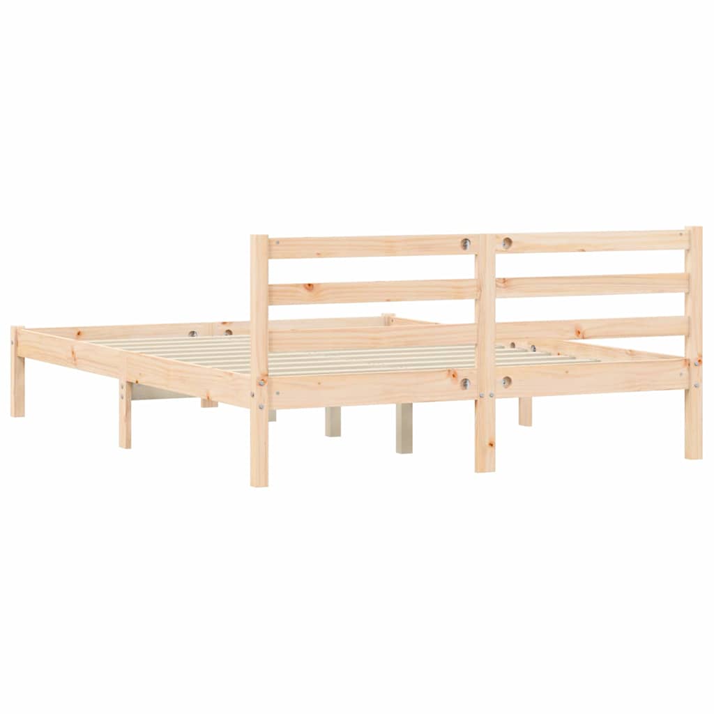 vidaXL Bed Frame Natural 208.5 x 157.5 x 69.5 cm Solid Pine Wood