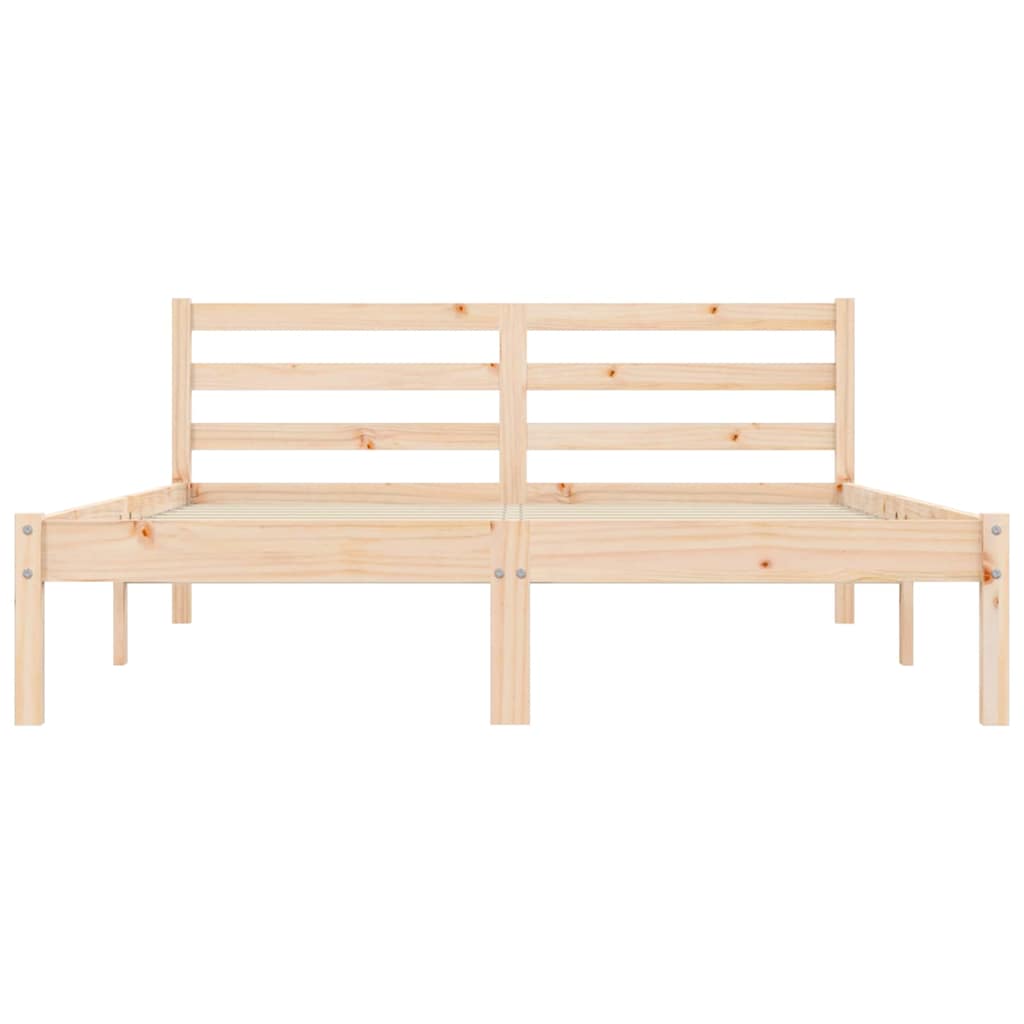 vidaXL Bed Frame Natural 208.5 x 157.5 x 69.5 cm Solid Pine Wood