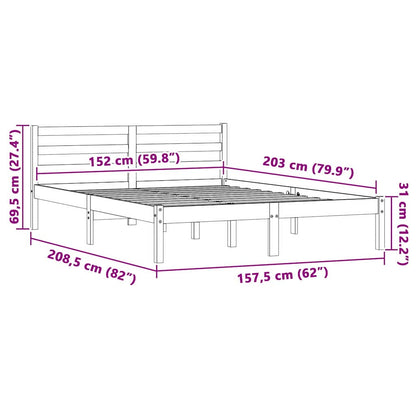 vidaXL Bed Frame Natural 208.5 x 157.5 x 69.5 cm Solid Pine Wood