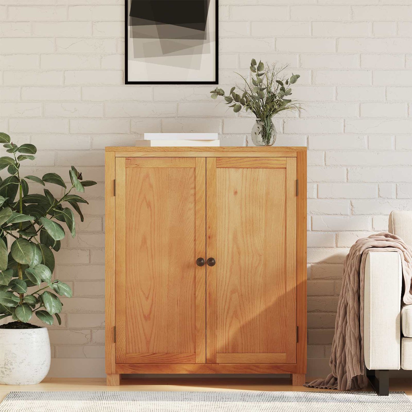 vidaXL Cabinet with Storage Brown 80 x 35 x 95 cm Solid Oak Wood