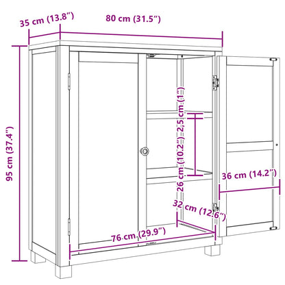 vidaXL Cabinet with Storage Brown 80 x 35 x 95 cm Solid Oak Wood