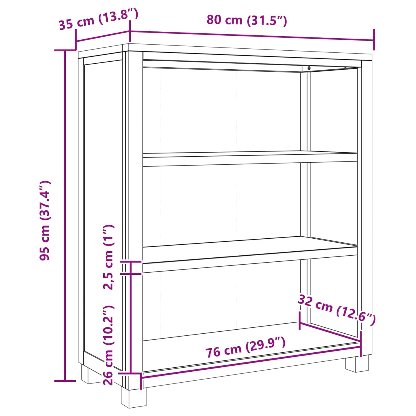 vidaXL Cabinet with Storage Brown 80 x 35 x 95 cm Solid Oak Wood