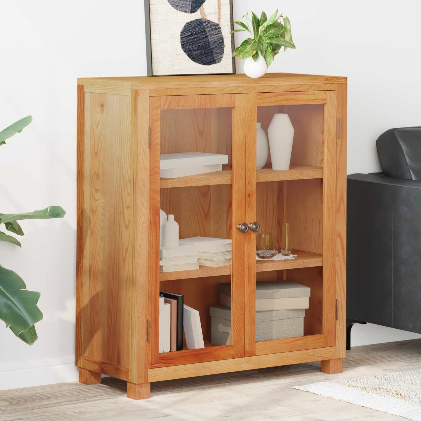 vidaXL Cabinet with Shelf Brown 80 x 35 x 95 cm Solid Oak Wood