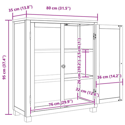 vidaXL Cabinet with Shelf Brown 80 x 35 x 95 cm Solid Oak Wood