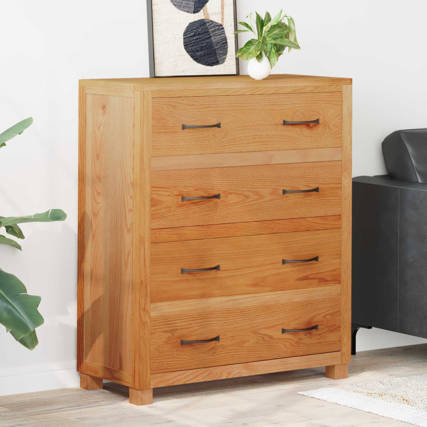 vidaXL Cabinet with Drawer Brown 80 x 35 x 95 cm Solid Oak Wood