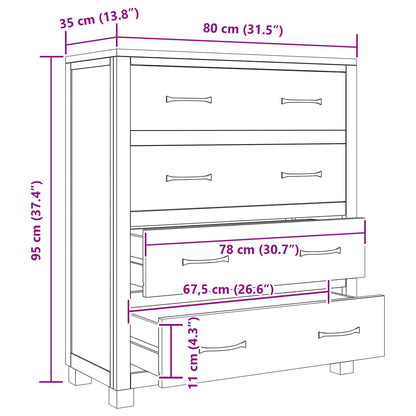 vidaXL Cabinet with Drawer Brown 80 x 35 x 95 cm Solid Oak Wood
