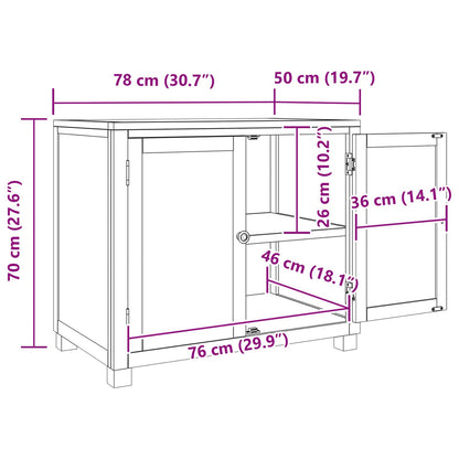 vidaXL Cabinet with Storage Brown 78 x 50 x 70 cm Solid Oak Wood