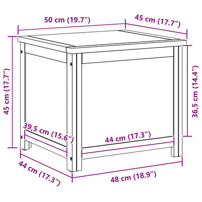 vidaXL Storage Box with Storage 50 x 45 x 45 cm Solid Oak Wood