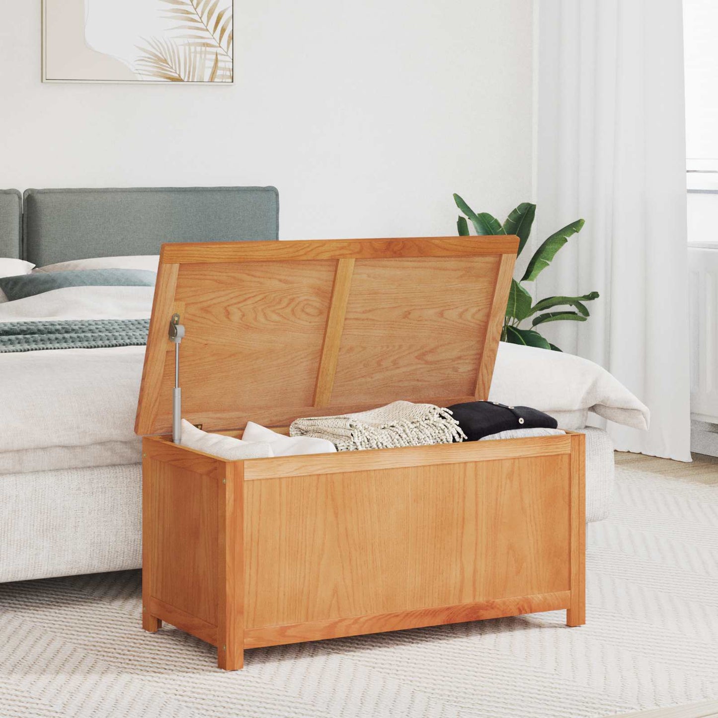 vidaXL Storage Box 90 x 45 x 45 cm Solid Oak Wood