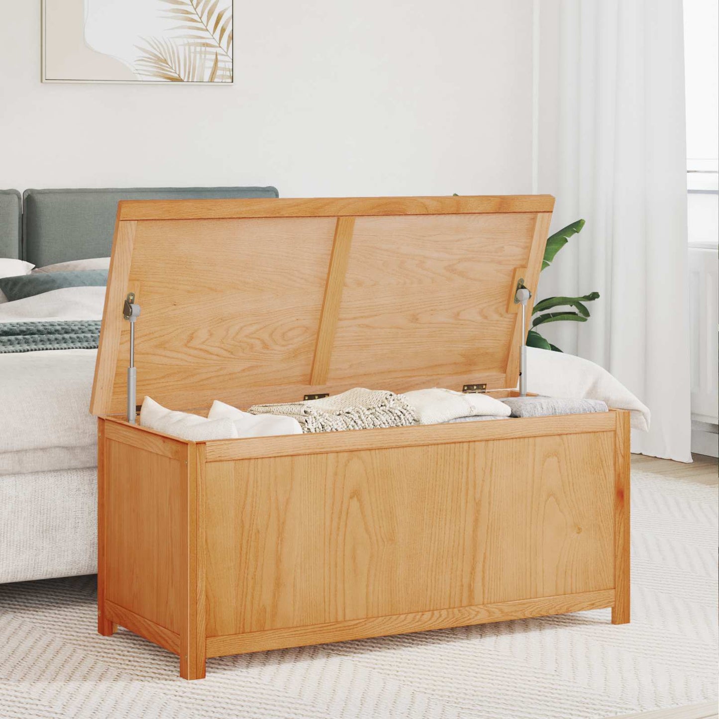 vidaXL Storage Box 110 x 45 x 45 cm Solid Oak Wood
