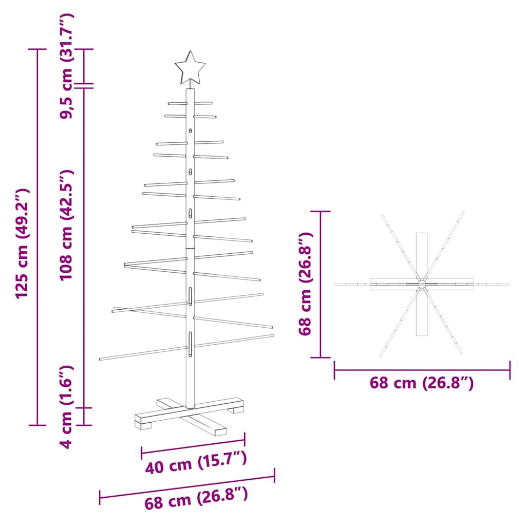 vidaXL Wooden Christmas Tree Brown 125 cm Bamboo