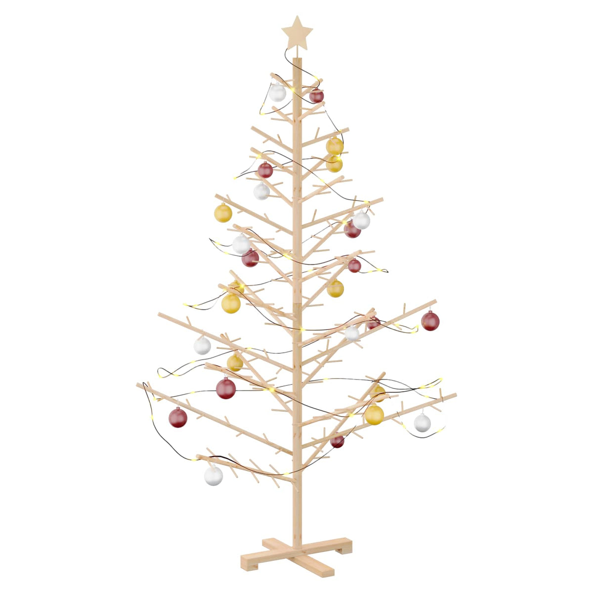 vidaXL Wooden Christmas Tree with Stand Natural 180 cm Solid pine wood