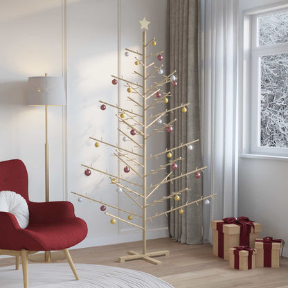 vidaXL Wooden Christmas Tree with Stand Natural 210 cm Solid pine wood