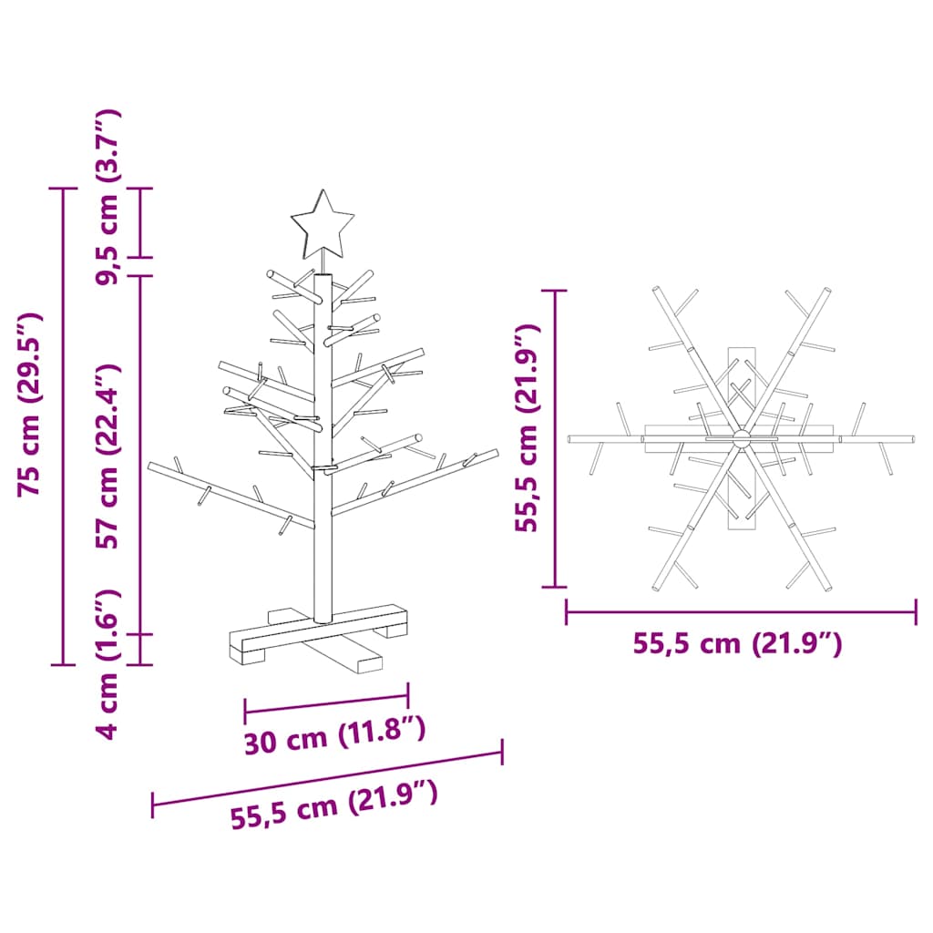 vidaXL Wooden Christmas Tree with Stand Brown 75 cm Solid pine wood