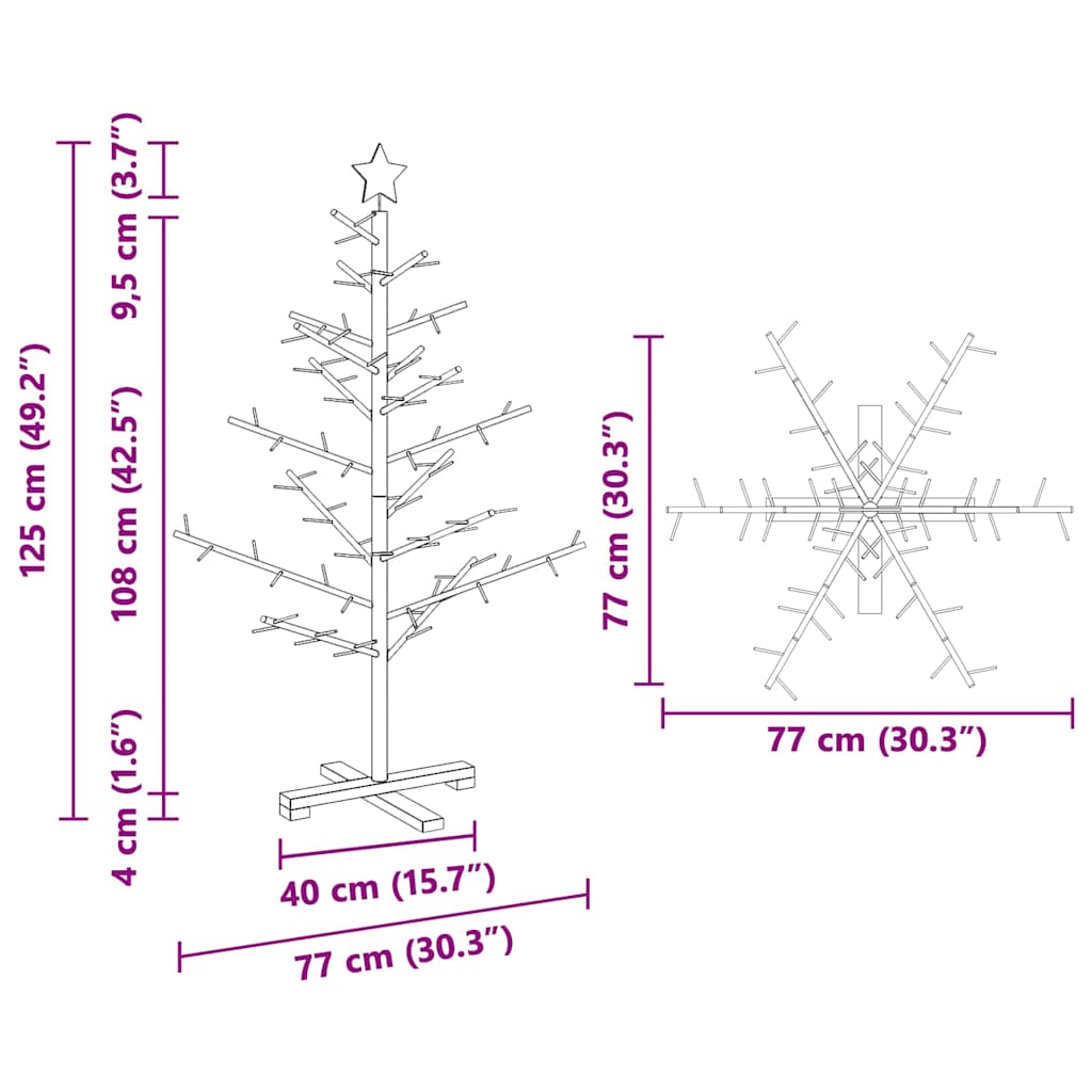 vidaXL Wooden Christmas Tree with Stand Brown 125 cm Solid pine wood