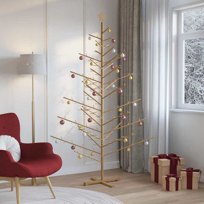 vidaXL Wooden Christmas Tree with Stand Brown 210 cm Solid pine wood