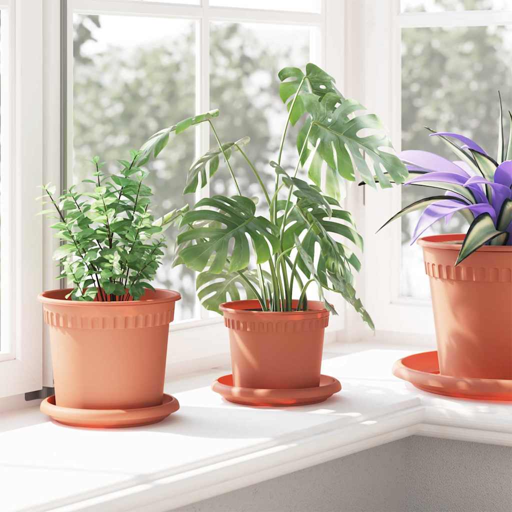 vidaXL Round Flower Pot 6 pcs Brick Red Ø 12.5 x 10 cm Plastic