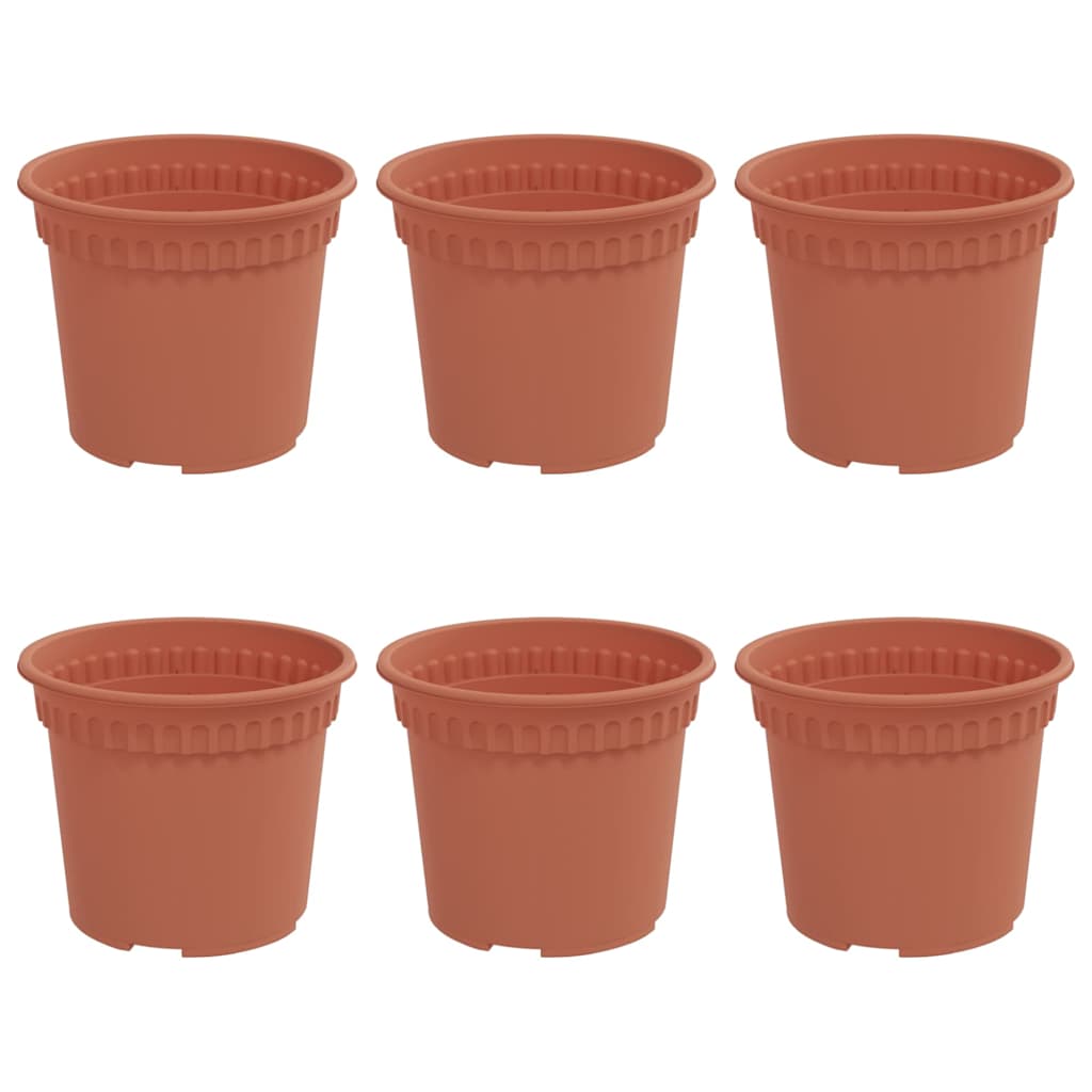 vidaXL Round Flower Pot 6 pcs Brick Red Ø 12.5 x 10 cm Plastic