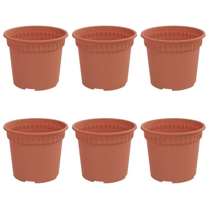 vidaXL Round Flower Pot 6 pcs Brick Red Ø 12.5 x 10 cm Plastic
