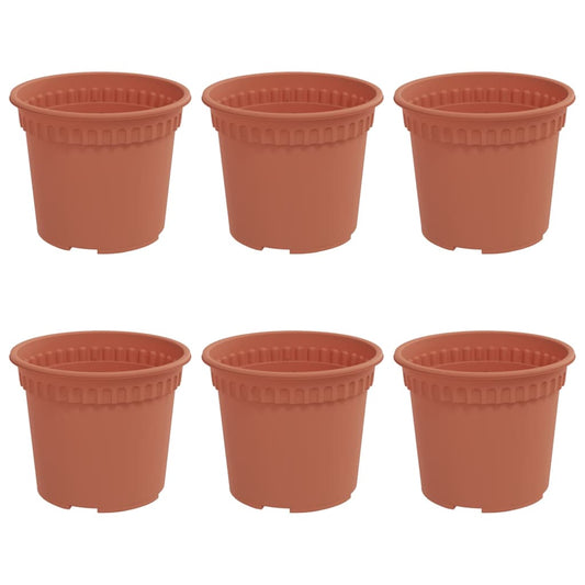 vidaXL Round Flower Pot 6 pcs Brick Red Ø 12.5 x 10 cm Plastic