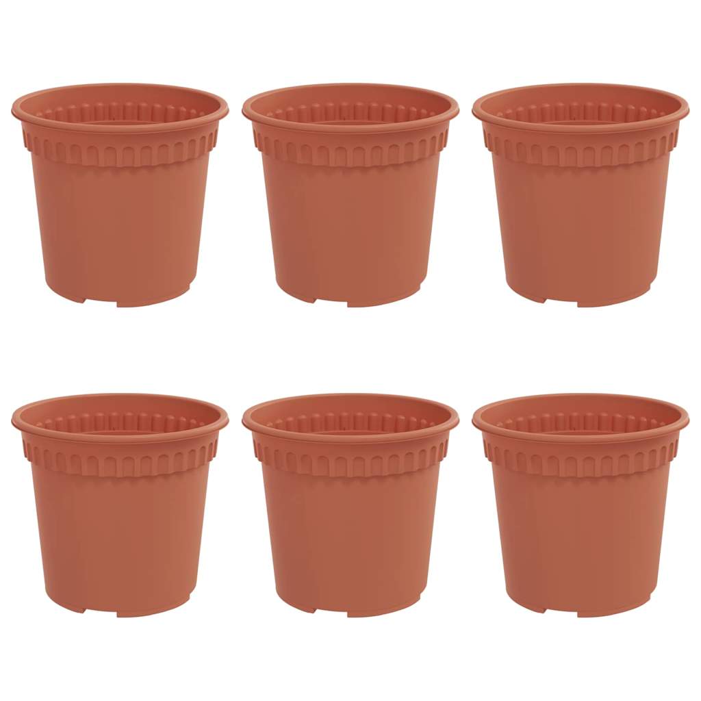 vidaXL Round Flower Pot 6 pcs Brick Red Ø 15 x 12 cm Plastic