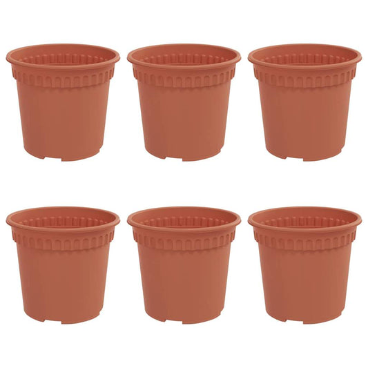 vidaXL Round Flower Pot 6 pcs Brick Red Ø 15 x 12 cm Plastic
