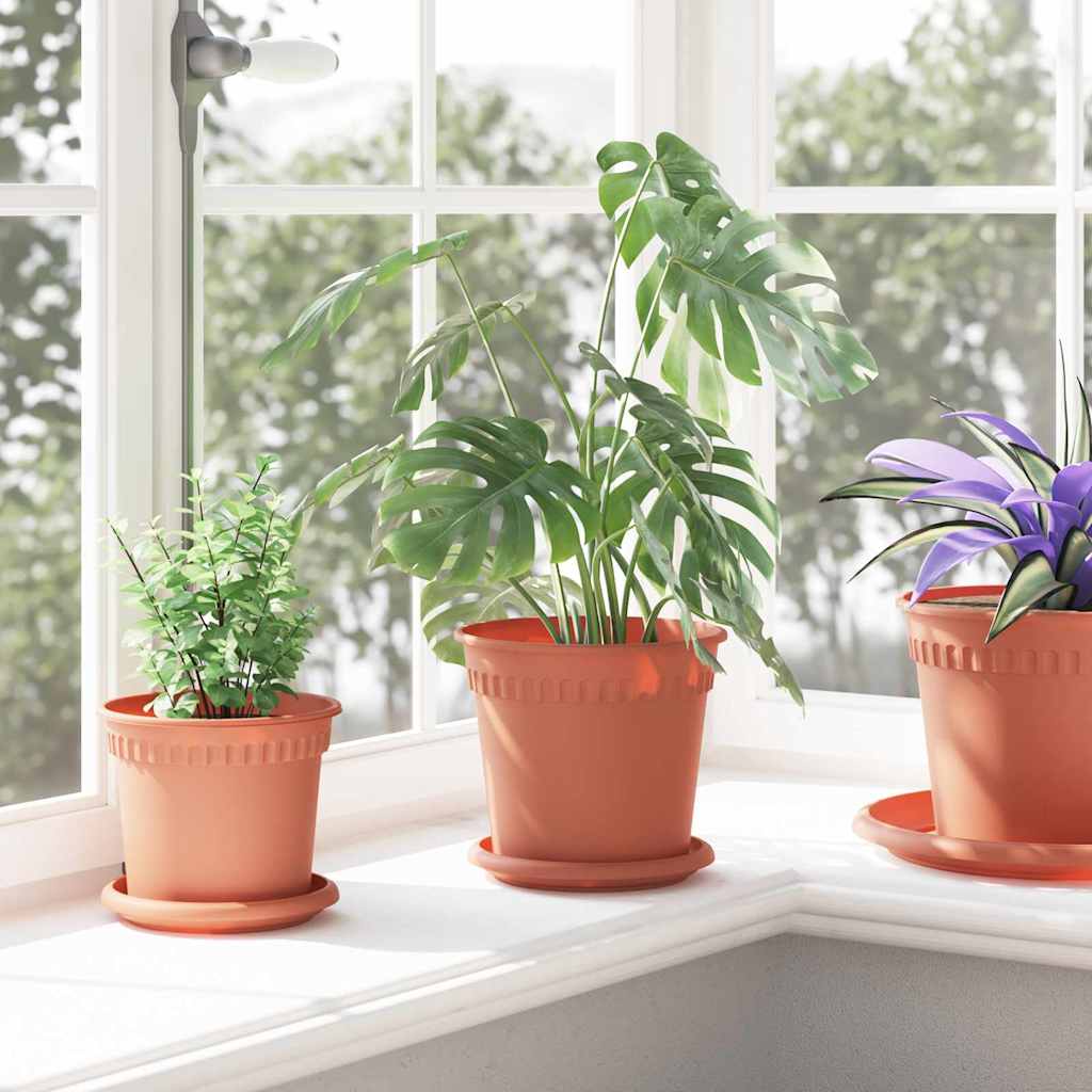 vidaXL Round Flower Pot 6 pcs Brick Red Ø 17 x 14 cm Plastic