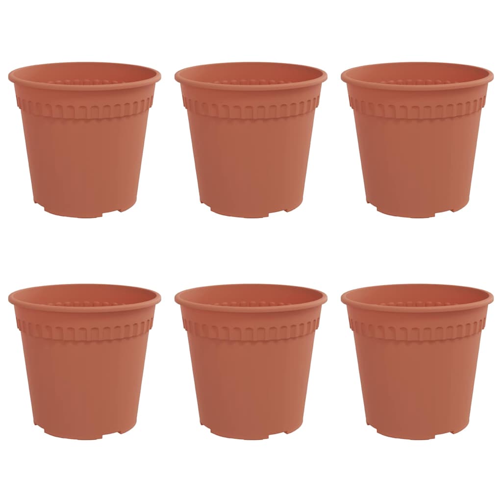 vidaXL Round Flower Pot 6 pcs Brick Red Ø 17 x 14 cm Plastic