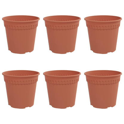 vidaXL Round Flower Pot 6 pcs Brick Red Ø 17 x 14 cm Plastic