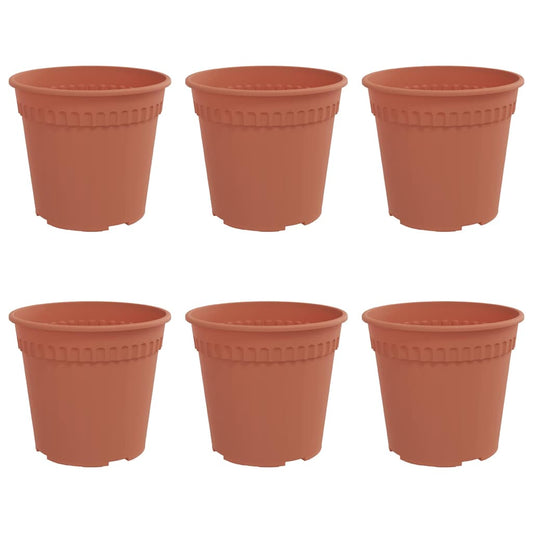 vidaXL Round Flower Pot 6 pcs Brick Red Ø 19 x 16 cm Plastic