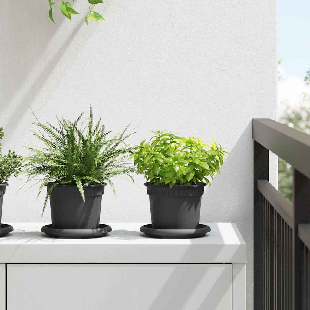 vidaXL Round Flower Pot 6 pcs Black Ø 12.5 x 10 cm Plastic