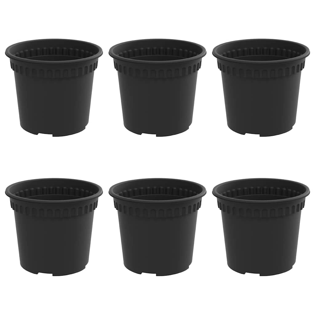 vidaXL Round Flower Pot 6 pcs Black Ø 12.5 x 10 cm Plastic
