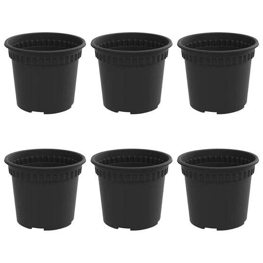 vidaXL Round Flower Pot 6 pcs Black Ø 12.5 x 10 cm Plastic