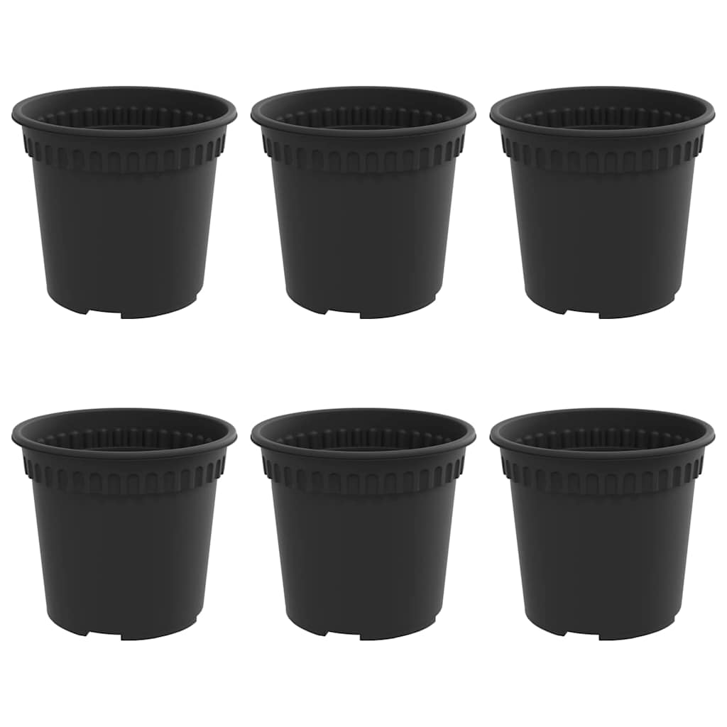 vidaXL Round Flower Pot 6 pcs Black Ø 15 x 12 cm Plastic
