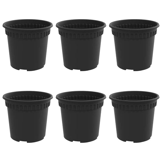 vidaXL Round Flower Pot 6 pcs Black Ø 15 x 12 cm Plastic