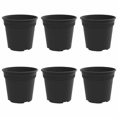 vidaXL Round Flower Pot 6 pcs Black Ø 19 x 16 cm Plastic