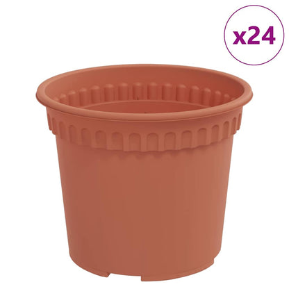 vidaXL Round Flower Pot 24 pcs Brick Red Ø 12.5 x 10 cm Plastic