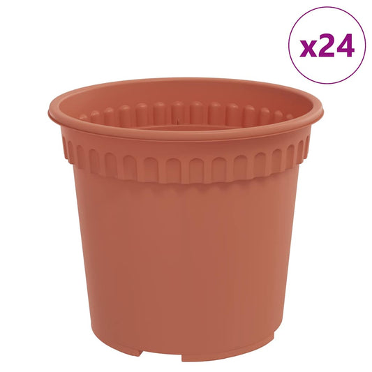 vidaXL Round Flower Pot 24 pcs Brick Red Ø 15 x 12 cm Plastic