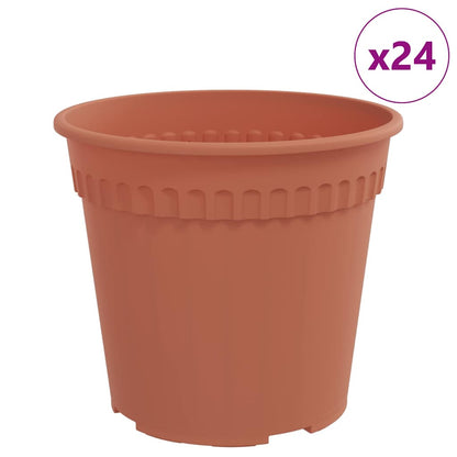 vidaXL Round Flower Pot 24 pcs Brick Red Ø 17 x 14 cm Plastic