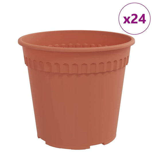 vidaXL Round Flower Pot 24 pcs Brick Red Ø 17 x 14 cm Plastic