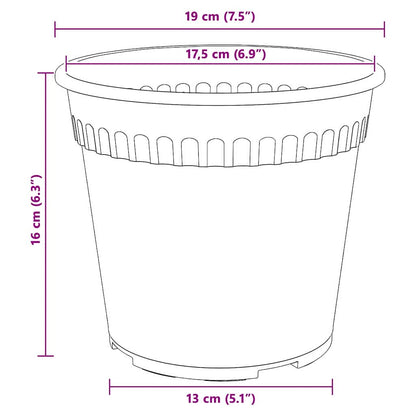 vidaXL Round Flower Pot 24 pcs Brick Red Ø 19 x 16 cm Plastic