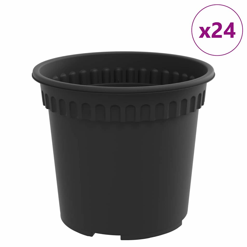 vidaXL Round Flower Pot 24 pcs Black Ø 15 x 12 cm Plastic