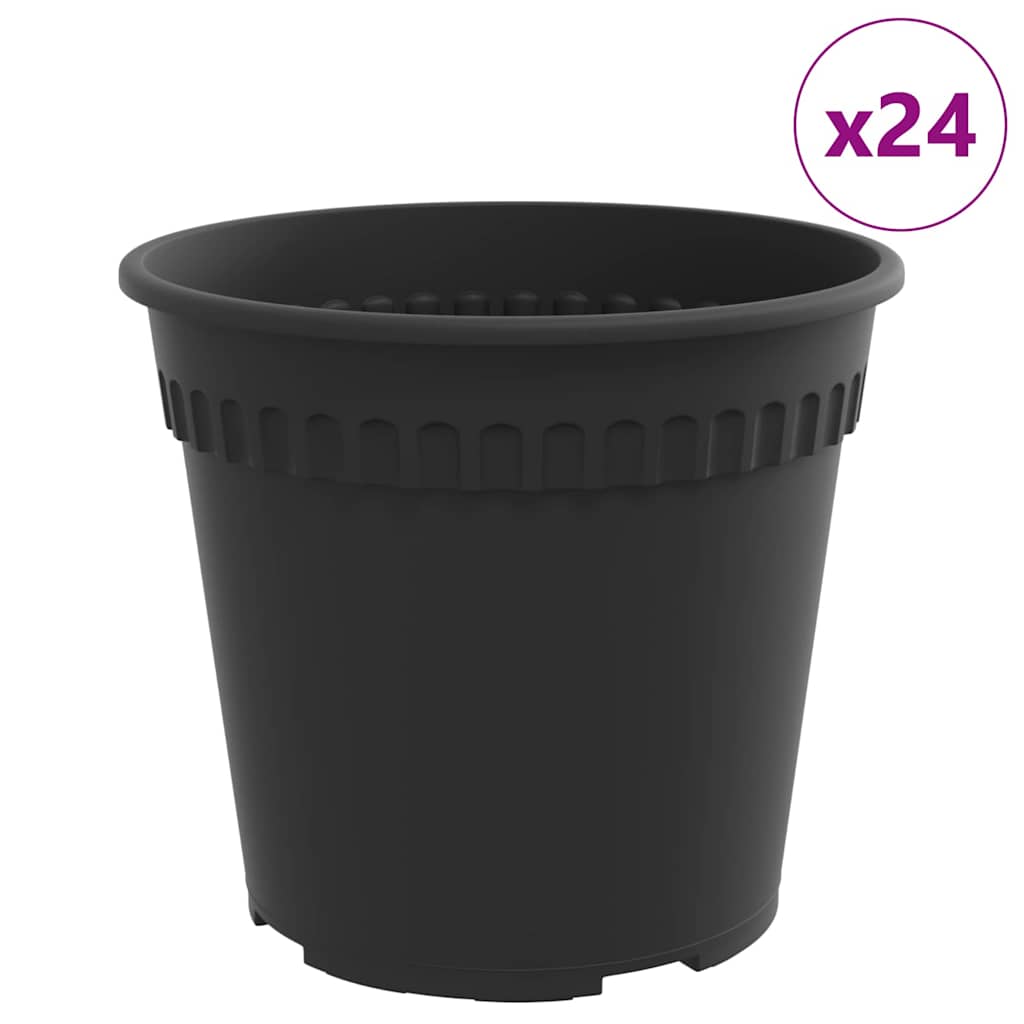 vidaXL Round Flower Pot 24 pcs Black Ø 17 x 14 cm Plastic