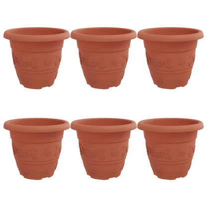 vidaXL Round Flower Pot 6 pcs Brick Red Ø 22 x 18 cm Plastic