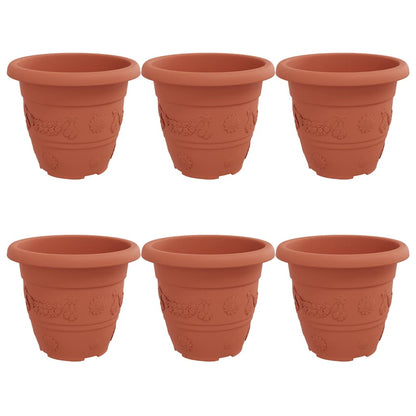 vidaXL Round Flower Pot 6 pcs Brick Red Ø 26 x 21.5 cm Plastic