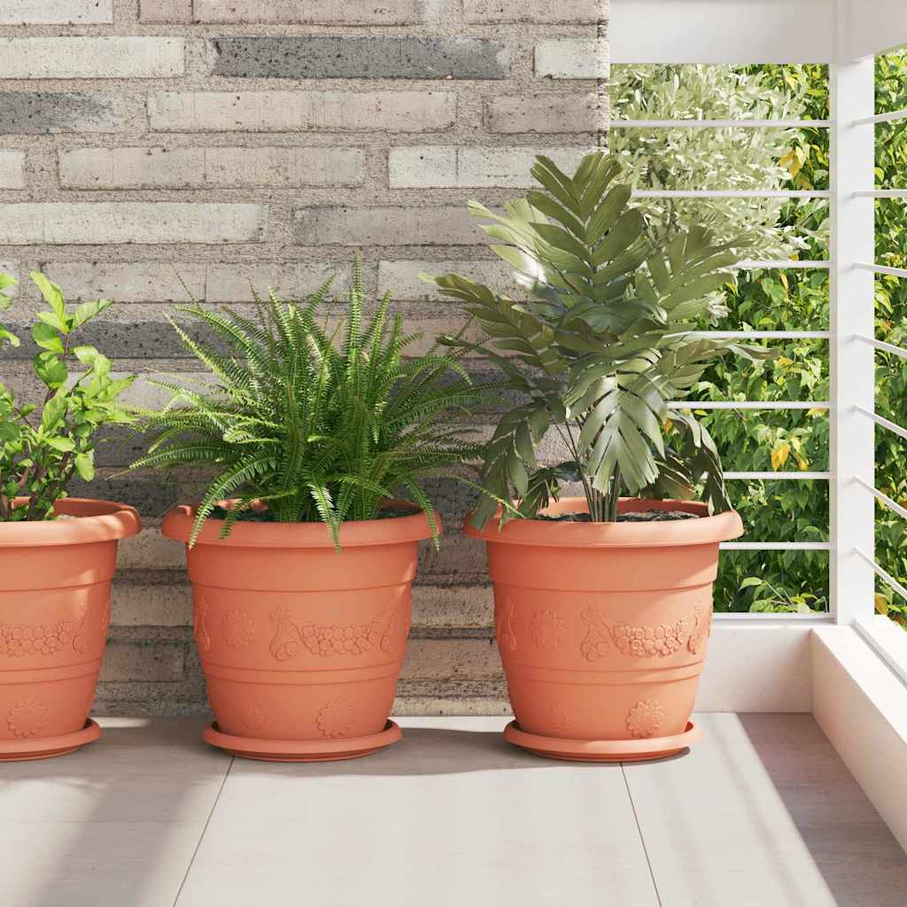 vidaXL Round Flower Pot 6 pcs Brick Red Ø 30 x 25 cm Plastic