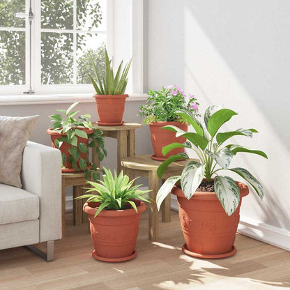 vidaXL Round Flower Pot 6 pcs Brick Red Ø 30 x 25 cm Plastic