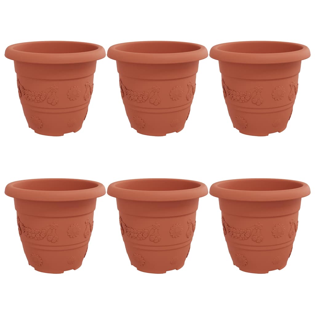 vidaXL Round Flower Pot 6 pcs Brick Red Ø 30 x 25 cm Plastic