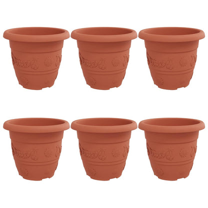 vidaXL Round Flower Pot 6 pcs Brick Red Ø 30 x 25 cm Plastic