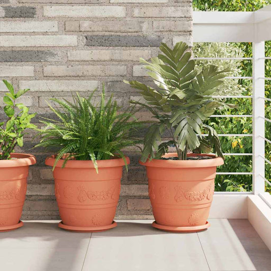 vidaXL Round Flower Pot 6 pcs Brick Red Ø 34 x 28 cm Plastic